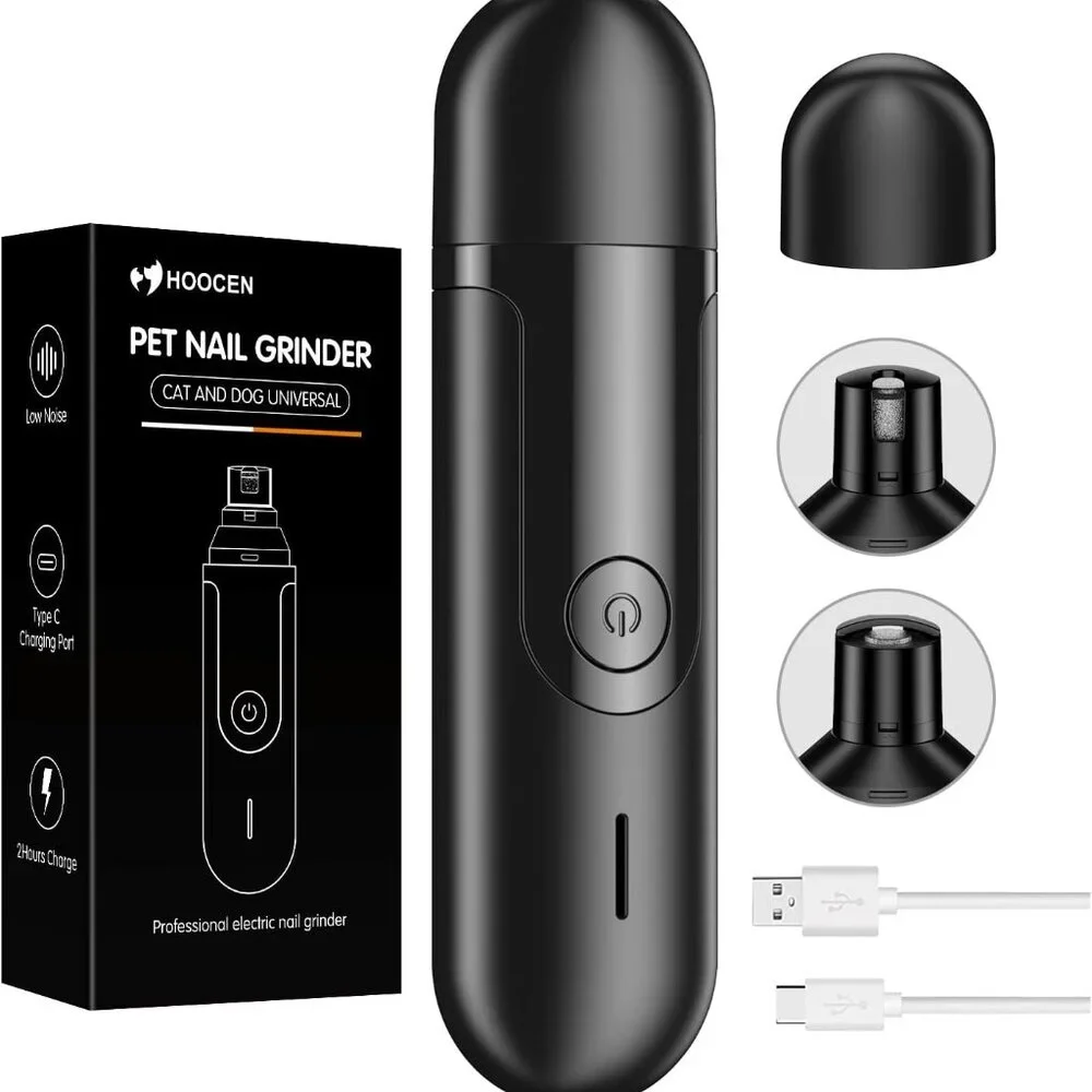 Dog Nail Grinder for dogs/cats of all Sizes. Quiet, Low Vibration Nail Trimmer